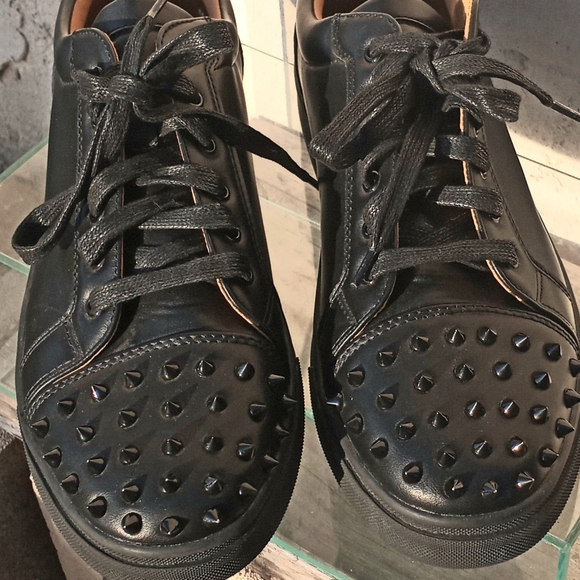 La Milano Black Lace-up Spike Shoes - Style Rock - Men Size 12 - Picture 2 of 12